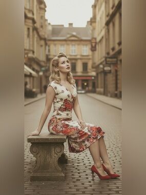 🍄HOST PICK🍄 Vintage Jean Paul Gaultier Soleil Dress, Floral Ivory, Size L, EUC